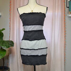 FOREVER 21 Cherry Mellow Denim Mini Strapless Dress Zipper Back Sz. S